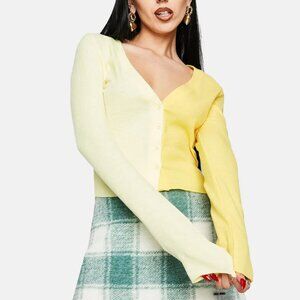 Bailey Rose Cardigan in Contrast Pastel Yellow Small